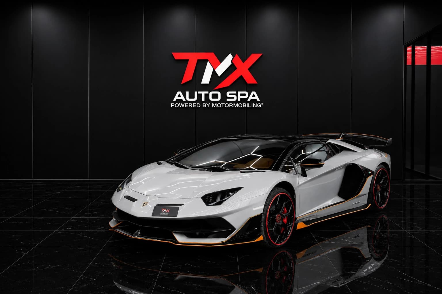Luxury car parked at modern villa